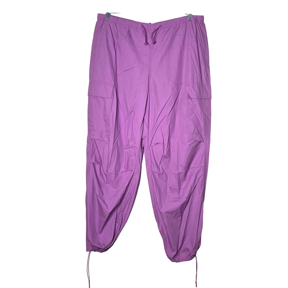 Wild Fable Cargo Pants Women XL Purple Drawstring Waist Adjustable Toggle Cuffs